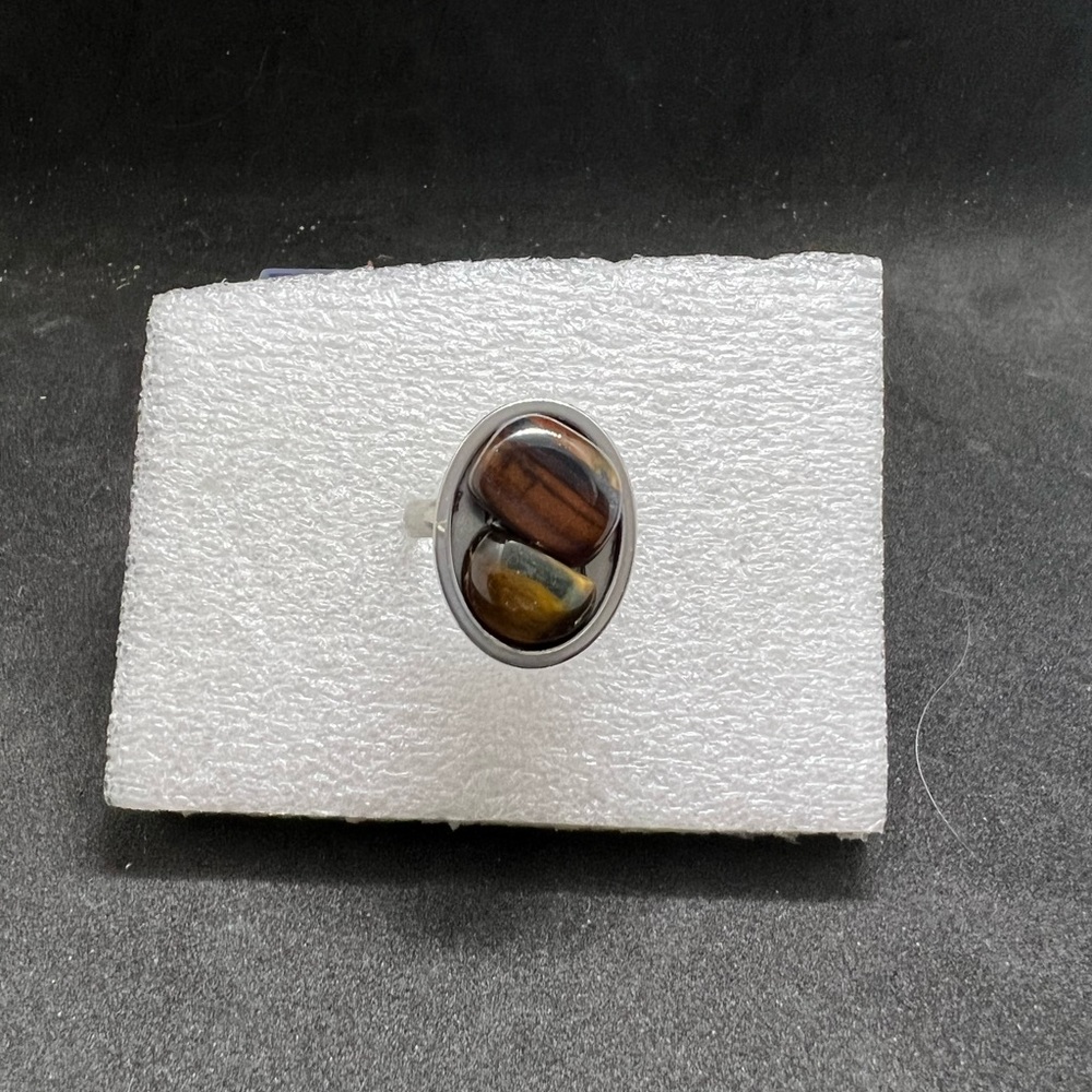 Tiger eye stainless steel ring - US size 7.5